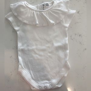 Janie & Jack White Ruffle-Top Onsie (0-3 Months)